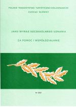 Dyplom PTTK dla GOKSiRu - na zielonym tle złoty liść
