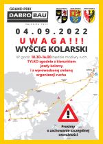Plakat i mapka ruchu podczas wyścigu kolarskiego w dn. 04.09.2022r.