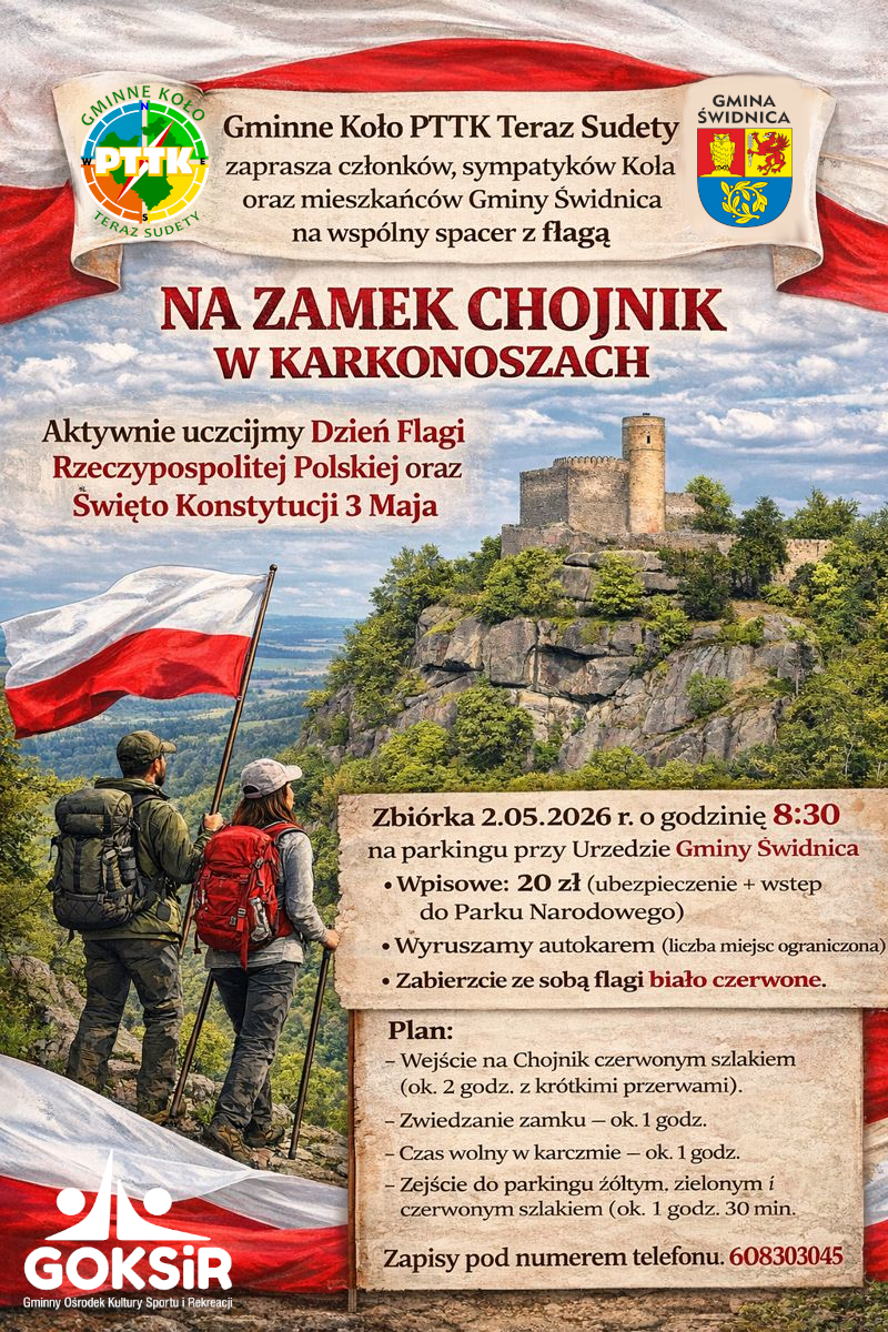 Plakat rajdu pieszego na Zamek Chojnik